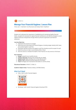 "Cash Course: Manage Your Financial Hygiene" Lesson Plan