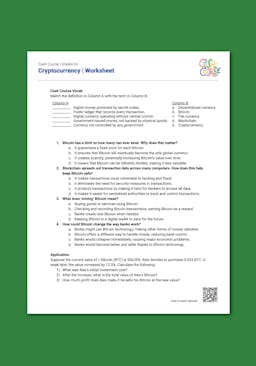 "Cash Course: Cryptocurrency" Worksheet