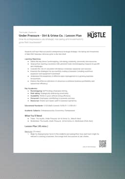 "The Hustle: Under Pressure - Dirt & Grime Co." Lesson Plan