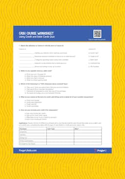 "Cash Course: Know Your Tax Forms: W-2 & W-4" Worksheet