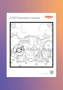 "Otto's Tales: Let's Visit a California Mission" Coloring Page