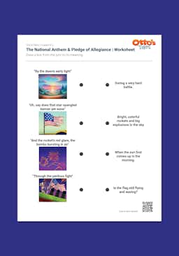 "Otto's Tales: The National Anthem & Pledge of Allegiance" Worksheet