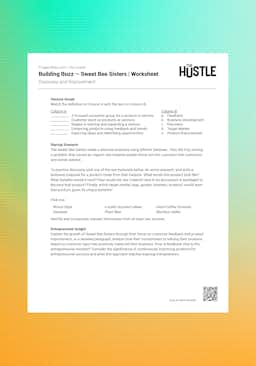 "The Hustle: Building Buzz - The Sweet Bee Sisters" Worksheet